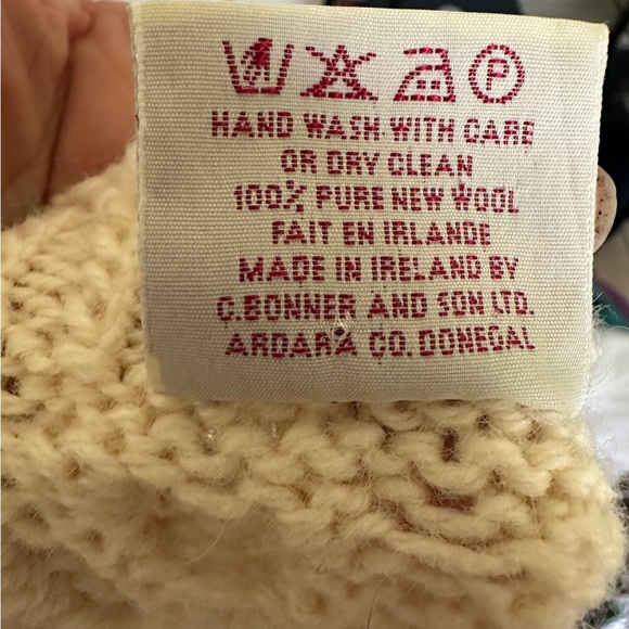 Bonner of Ireland Cream Hand Knit 100% Pure New Wool Cable Knit Chunky Cardigan - Picture 7 of 8